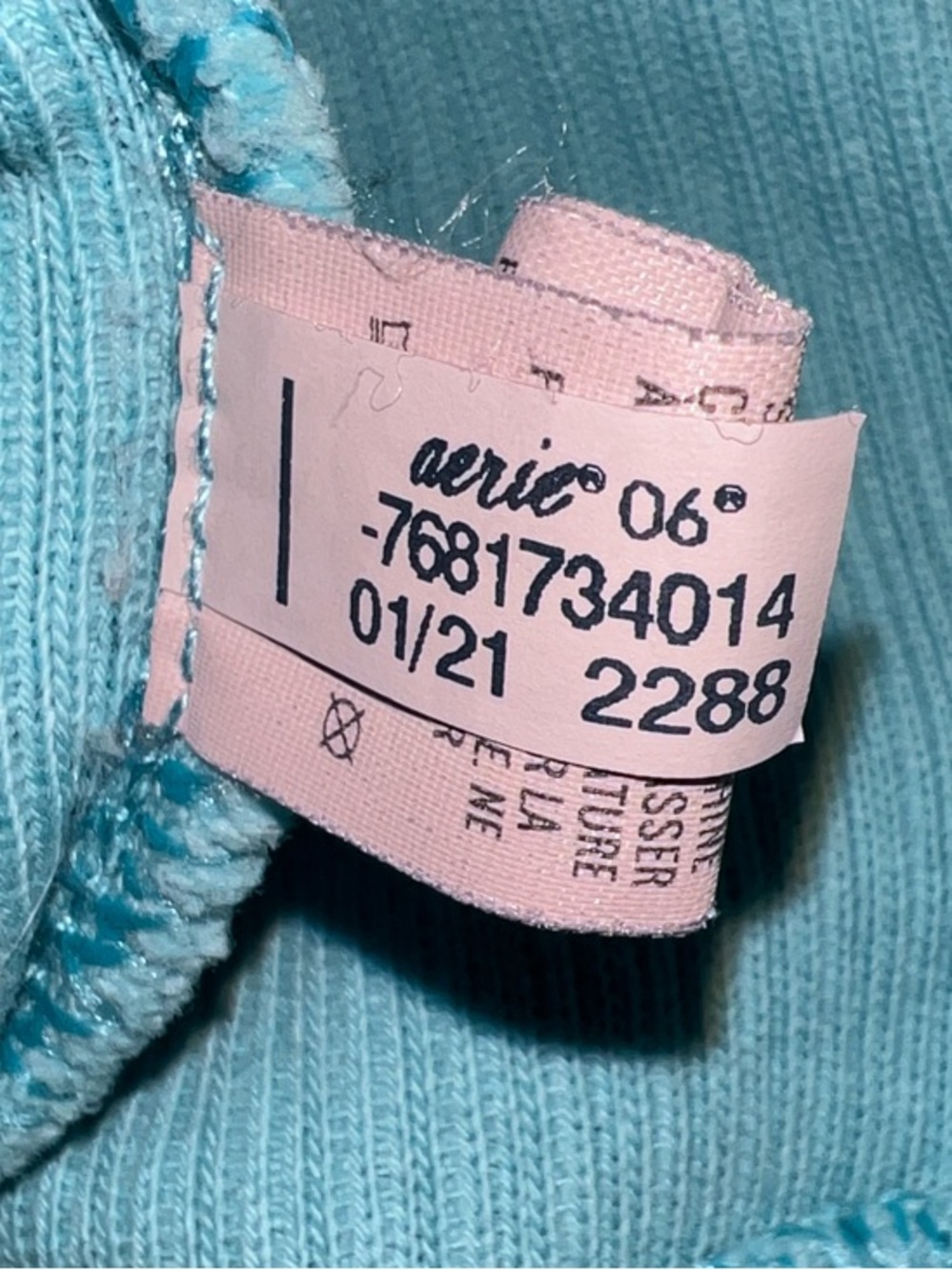 aerie Bright Turquoise Cropped Ribbed Oversized Crewneck Sweater - Picture 10 of 10